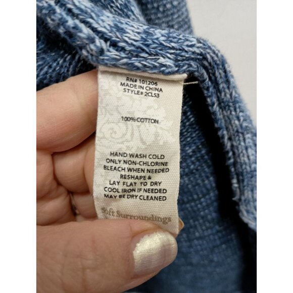 Soft Surroundings Womens Longline Cardigan Small Blue Patchwork Open BOHO - Picture 8 of 10